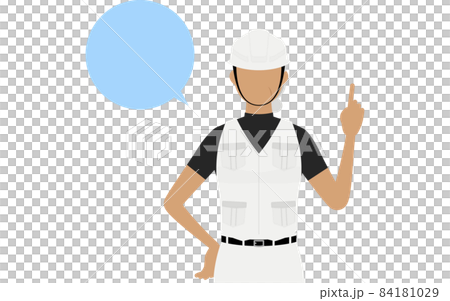 大工のシニア女性のポーズ、指さししながら話す 84181029