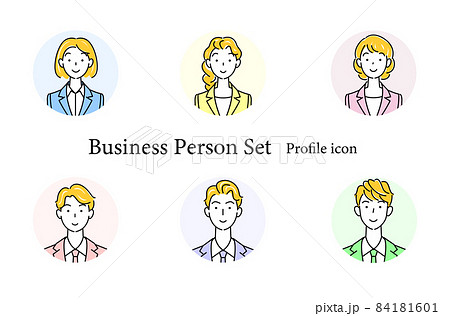 ビジネススーツ姿の可愛い男性と女性のアバターアイコンセット イラスト ベクター ビジネススーツ姿の可愛い男性と女性のアバターアイコンセット イラスト ベクター 84181601