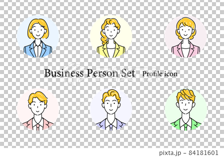 ビジネススーツ姿の可愛い男性と女性のアバターアイコンセット イラスト ベクター ビジネススーツ姿の可愛い男性と女性のアバターアイコンセット イラスト ベクター 84181601