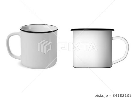 Enamel mug. Enamel metal camping cup vector blank Enamel mug. Enamel metal camping cup vector blank 84182135