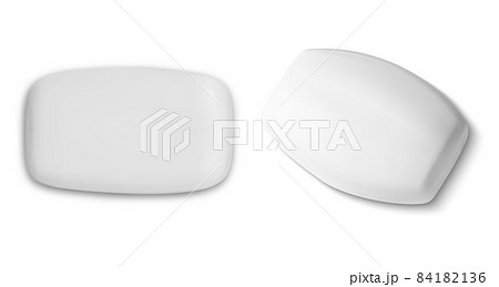White soap bar isolated mockup. Cosmetics soap blank 84182136