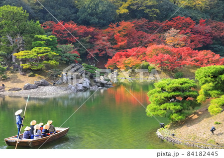 【香川県】栗林公園の紅葉と和船(楓岸と楓嶼) 【香川県】栗林公園の紅葉と和船(楓岸と楓嶼) 84182445