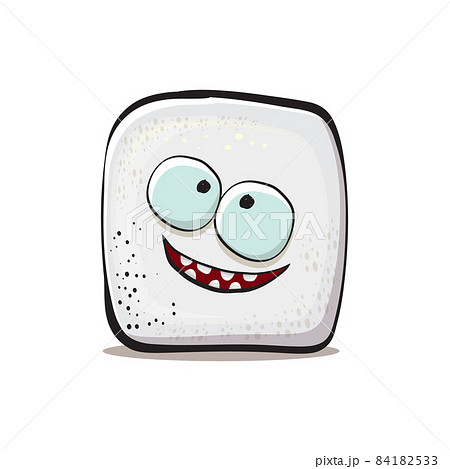 Vector Cartoon sugar cartoon characters isolated on white background. funky sweet sugar cube character with eyes and mouth Vector Cartoon sugar cartoon characters isolated on white background. funky sweet sugar cube character with eyes and mouth 84182533