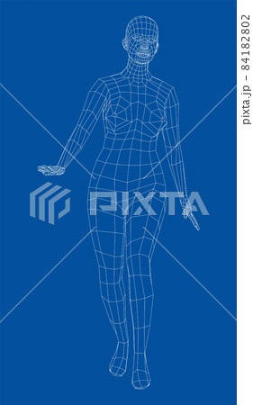 Wireframe walking woman Wireframe walking woman 84182802