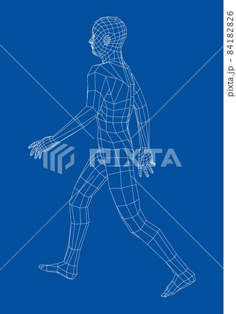 Wireframe walking man. 3d illustration Wireframe walking man. 3d illustration 84182826