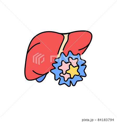 Hepatitis B color line icon. Human diseases. Hepatitis B color line icon. Human diseases. 84183794