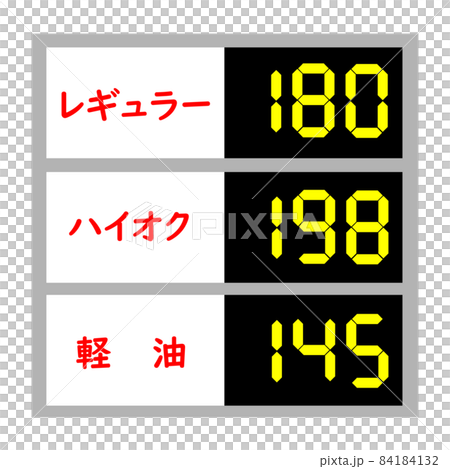 ガソリンの価格表示 ガソリン高騰イメージ ガソリンスタンドのイラスト のイラスト素材