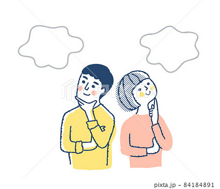 考え事をしている若い男女 84184891