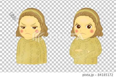 かわいい女の子の怒った表情イラストセット ブラウンヘアーVer かわいい女の子の怒った表情イラストセット ブラウンヘアーVer 84185172