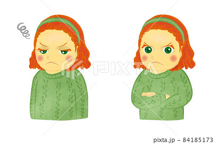 かわいい女の子の怒った表情イラストセット 赤毛Ver かわいい女の子の怒った表情イラストセット 赤毛Ver 84185173