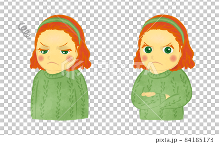 かわいい女の子の怒った表情イラストセット 赤毛Ver かわいい女の子の怒った表情イラストセット 赤毛Ver 84185173