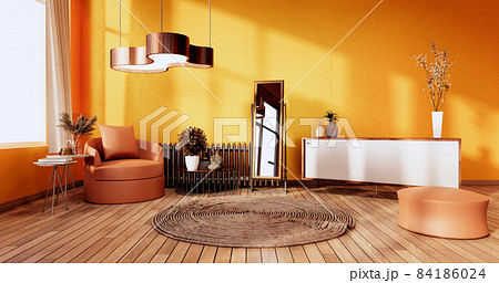 Orange Living Room interior on Orangewall... - Stock Illustration  [84186024] - PIXTA