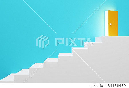 3D素材_シンプルな階段と扉 84186489