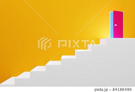 3d素材 シンプルな階段と扉のイラスト素材