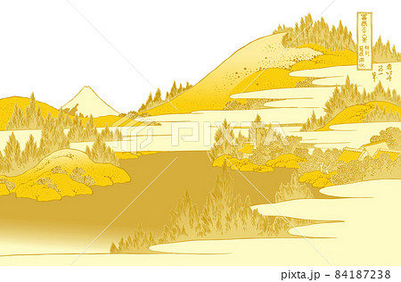 葛飾北斎イメージ相州箱根湖水題名入り金白バック 葛飾北斎イメージ相州箱根湖水題名入り金白バック 84187238