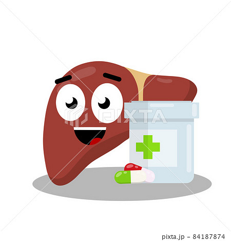 Healthy liver and pills. Packing medications for treatment 84187874