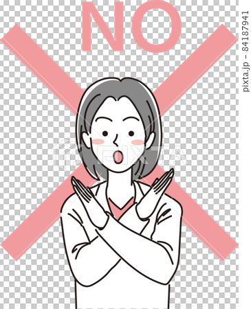 女性医師イメージ_シンプルカラー_バツを出す 84187941