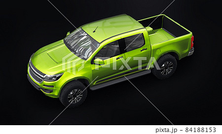 Green pickup car on a black background. 3d rendering. 84188153