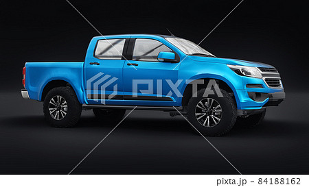 Blue pickup car on a white back ground. 3d rendering. 84188162