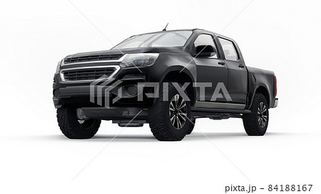 Black pickup car on a white background. 3d rendering. 84188167