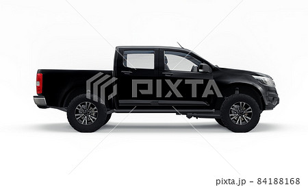 Black pickup car on a white background. 3d rendering. Black pickup car on a white background. 3d rendering. 84188168