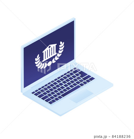 Graduation Laptop Isometric Composition 84188236