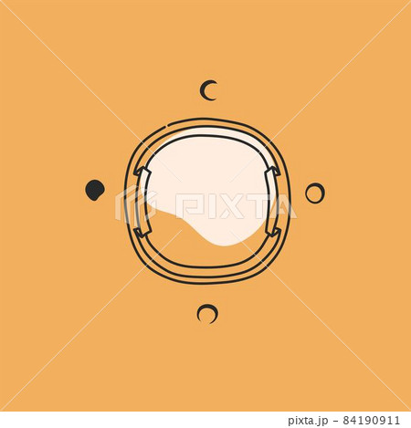 Hand drawn vector abstract stock flat graphic illustration with logo element,bohemian astrology magic minimalistic emblem of mystic line arch portal and moon with stars,simple style for branding. 84190911