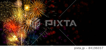 Abstract colored firework on dark sky. Celebration and anniversary concept 84196037