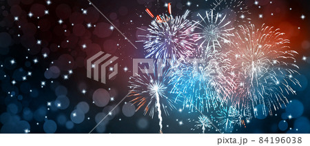 Abstract colored firework on dark sky. Celebration and anniversary concept 84196038