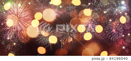 Abstract colored firework on dark sky. Celebration and anniversary concept 84196040