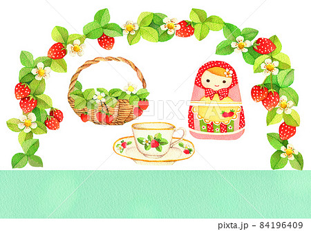 可愛い苺マトリョーシカのイラスト素材