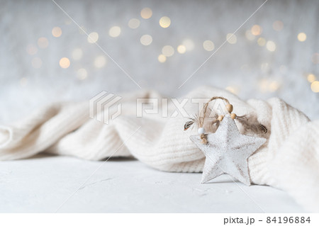 Christmas background or greeting card with space for text. Glowing snow bokeh. Winter holidays on white background Christmas background or greeting card with space for text. Glowing snow bokeh. Winter holidays on white background 84196884