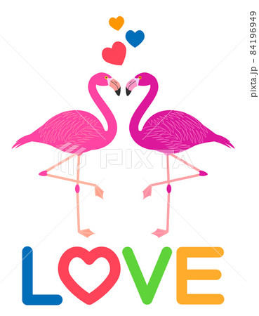 フラミンゴ カラフル LOVEのイラスト素材 [84196949] - PIXTA