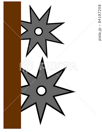 忍者が投げた手裏剣が壁に刺さったイラスト 84197208