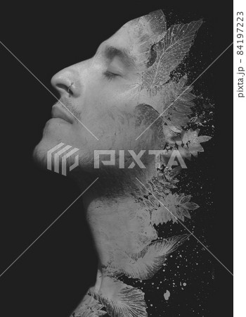 Dramatic paintography portrait against a black background Dramatic paintography portrait against a black background 84197223