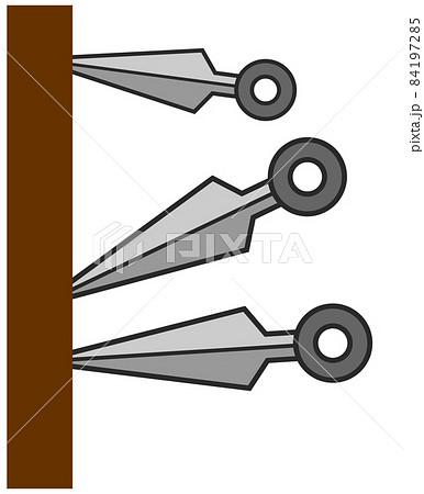 忍者が使う飛び道具のクナイが刺さったイラスト 84197285