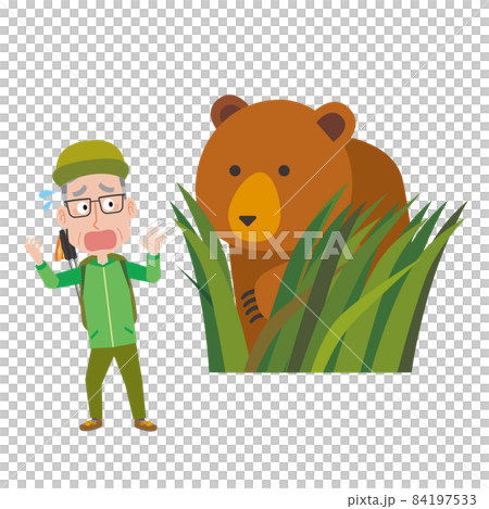 一位老人在攀登時遇到棕熊 84197533