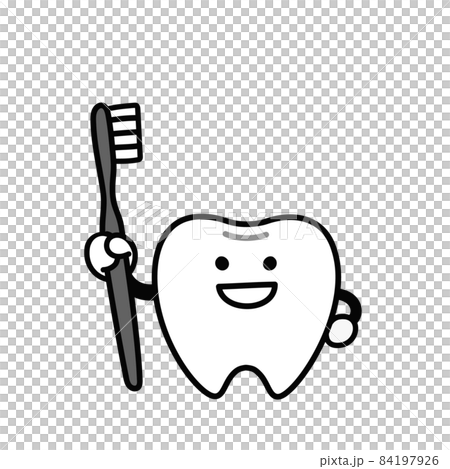推薦刷牙的簡單可愛的牙齒插畫 84197926
