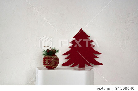 Christmas decorations. Red and white color. Ball. Christmas tree. 84198040