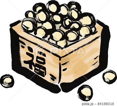 枡に入った福豆の手描き和風イラスト 枡に入った福豆の手描き和風イラスト 84198310