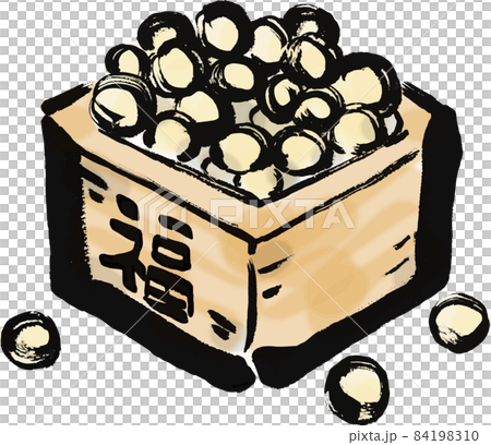 枡に入った福豆の手描き和風イラスト 枡に入った福豆の手描き和風イラスト 84198310