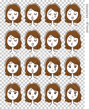 Female facial expression, emotions, hand-painted set 84200492