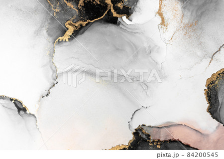 Black gold abstract background of marble liquid ink art painting on paper . Black gold abstract background of marble liquid ink art painting on paper . 84200545