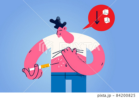 Sick man make insulin injection in belly 84200825