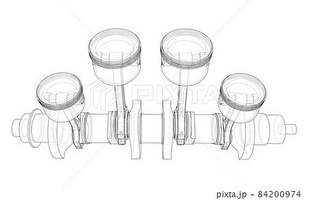 Engine crankshaft with pistons outline 84200974