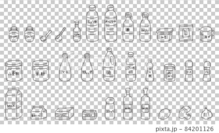 調味料セット 線画 調味料セット 線画 84201126