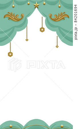 ミントグリーンのカーテンフレーム 84201694