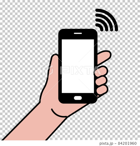 赤外線通信をするスマートフォンのイラスト 84201960