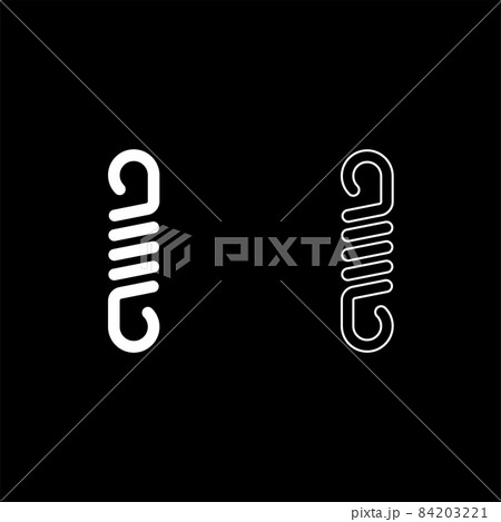 Spring metal coil spiral steel wire flexible icon white color vector illustration flat style image set 84203221