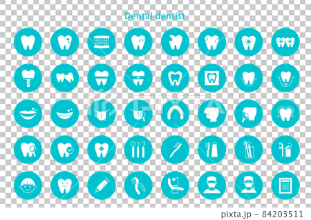 歯科 アイコン ベタ塗り 歯医者 歯科医院 イラスト 素材 ベクター デザイン 84203511